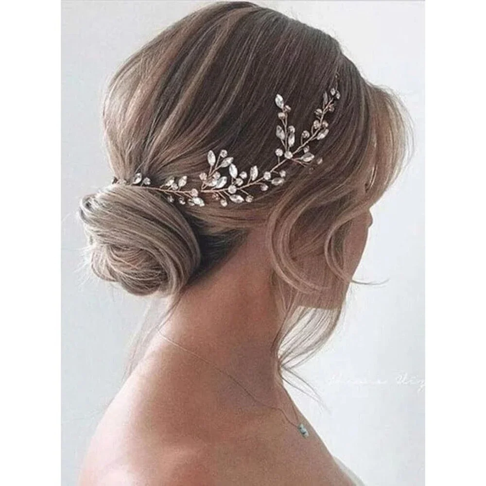 JAKAWIN Bride Crystal Wedding Hair Vine Silver Bridal Hair Piece Rhinestones